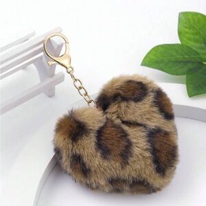 NEW Leopard Print Faux Fur Bag Charm/Keychain